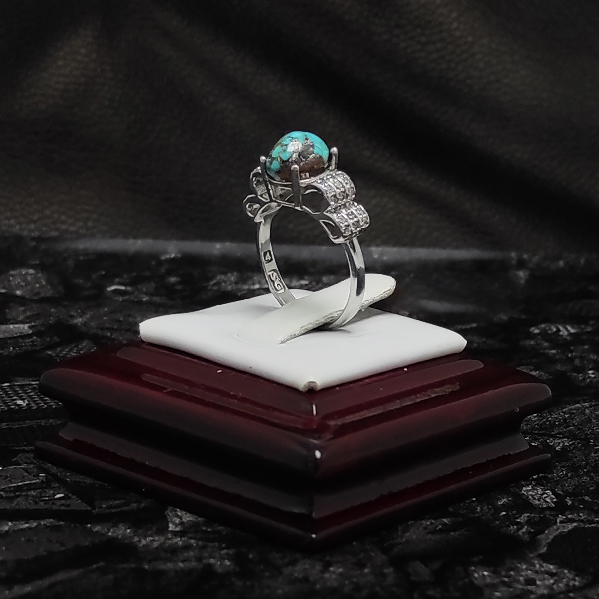 انگشتر نقره زنانه سلین کالا مدل فیروزه نیشابور طبیعی کد Mps-9