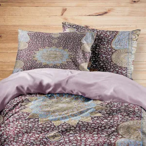 سرویس روتختی مدوپد طرح قالی لچک و ترنج گل ریز مدل C-Ghom134 یک نفره 4 تکه