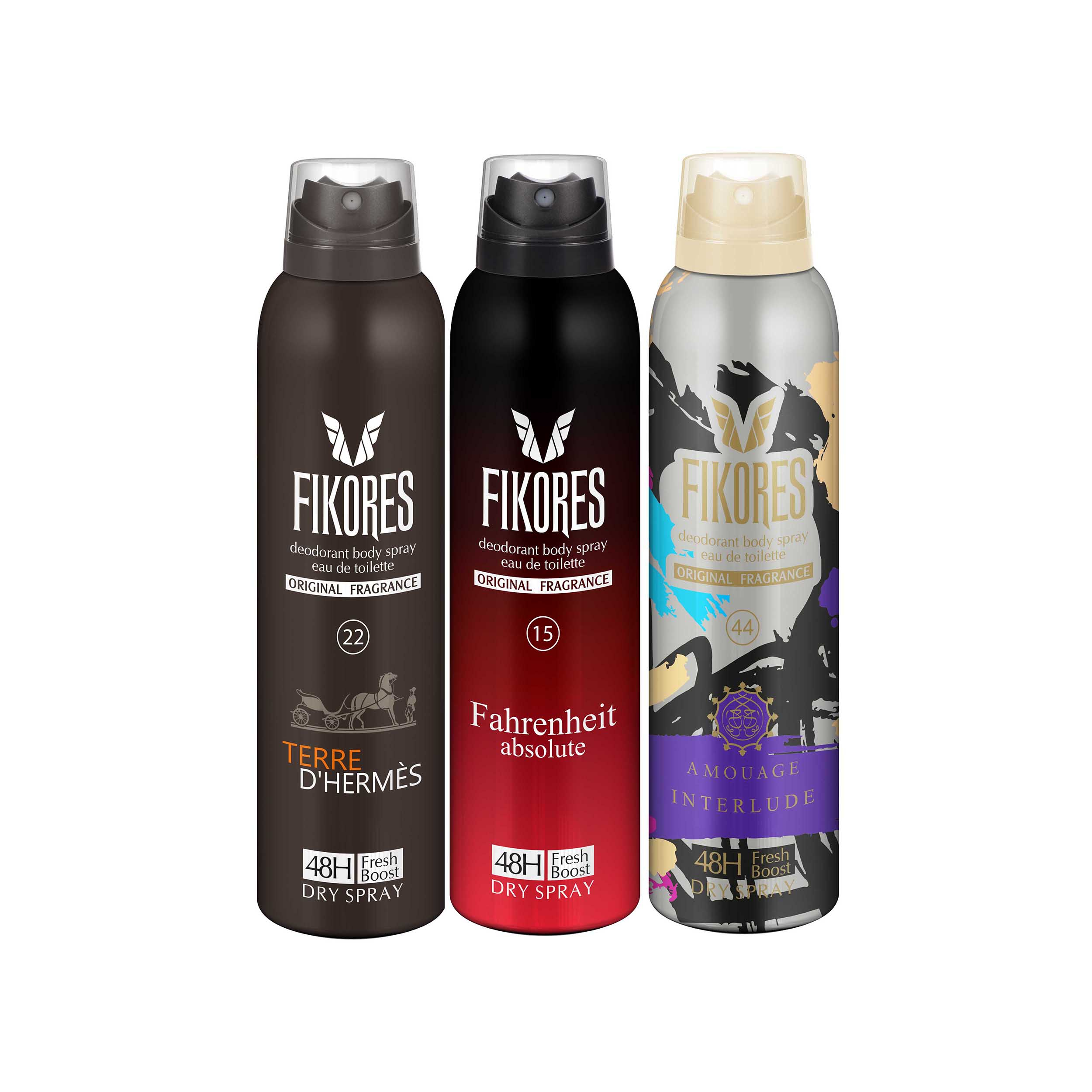 اسپری خوشبو کننده بدن مردانه فیکورس مدل 3678 حجم 200 میلی لیتر مجموعه 3 عددی 