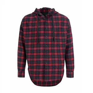 پیراهن آستین بلند مردانه جوتی جینز کد 303033 رنگ قرمز طوسی