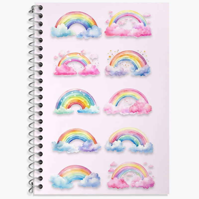 دفتر زبان 50 برگ خندالو مدل دو خط طرح رنگین کمان کد N756