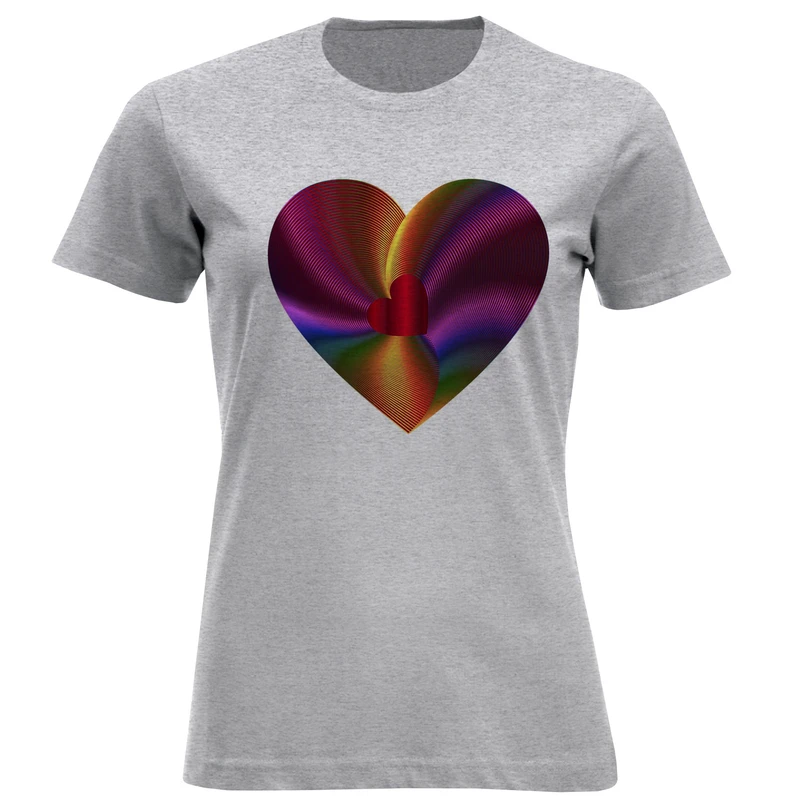 تیشرت آستین کوتاه زنانه طرح قلب کد W175