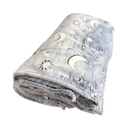 پتو مدل شبنما طرح ماه و ستاره دو نفره سایز 240x220 سانتی متر