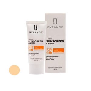 کرم ضد آفتاب رنگی صورت بیزانس SPF 50 مدل Light Beigh 10 ‌محافظ در برابر UVA/UVB مناسب برای پوست خشک و حساس حجم 40 میلی‌لیتر