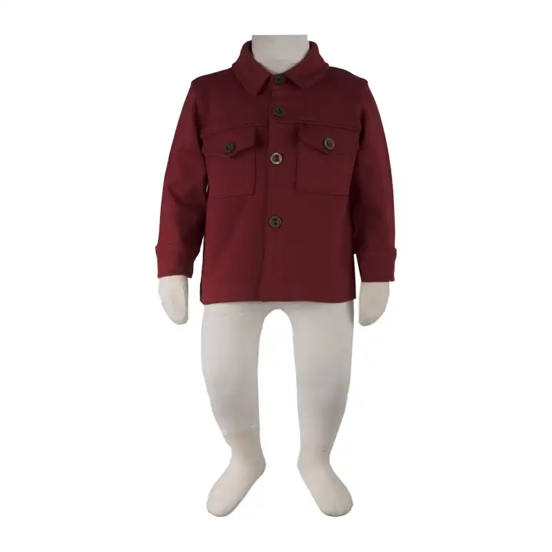 شومیز نوزادی آدمک مدل جیب دار کد 148768 رنگ زرشکی