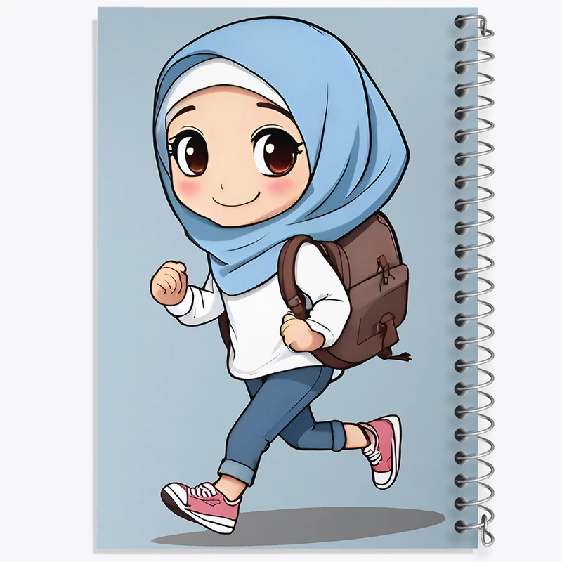 دفتر مشق 100 برگ خندالو طرح دخترانه باحجاب کد F7579