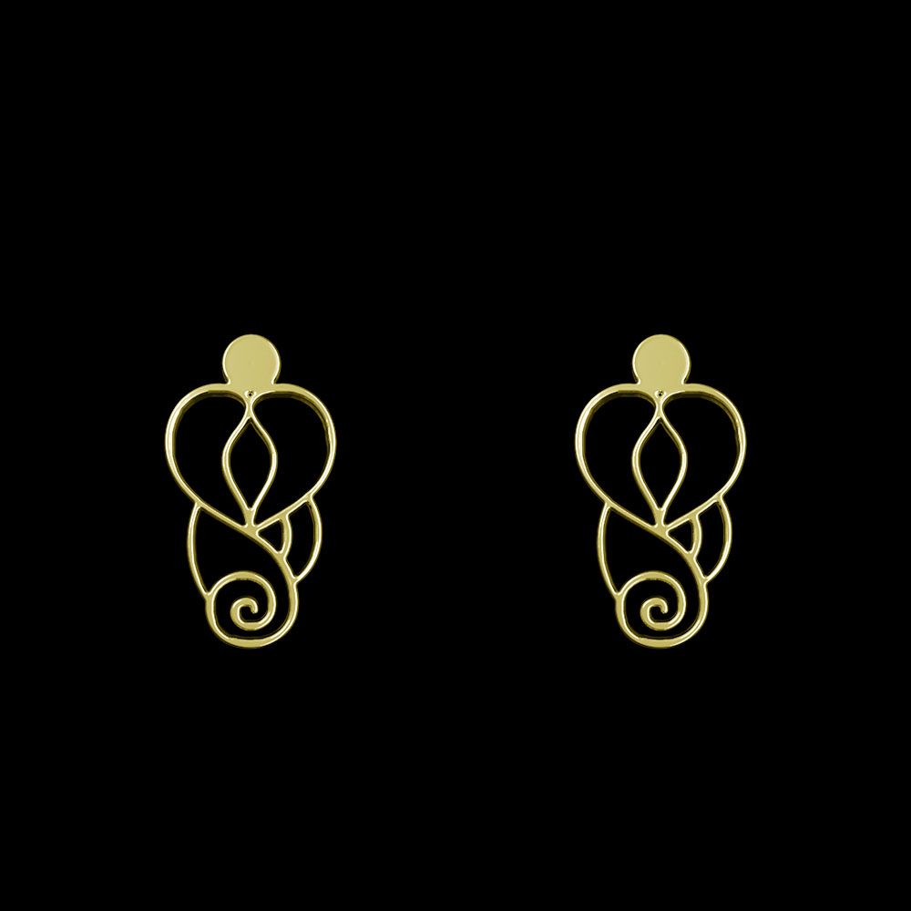 گوشواره طلا 18 عیار زنانه مدوپد مدل هندسی کد GA1-10221