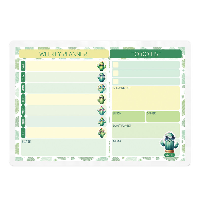 تخته وایت برد لاژید مدل پلنر برنامه ریزی کد PL045 سایز 20*30 سانتی متر