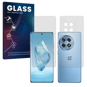 Glass Resistant model transparent screen protector suitable for OnePlus 12R mobile phone along with the back protector