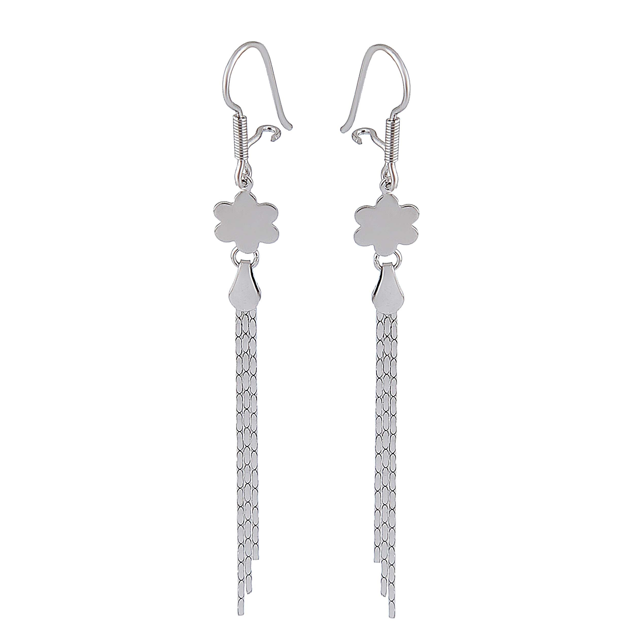 گوشواره نقره زنانه بازرگانی میلادی مدل آبکاری رادیوم کد GZN_367