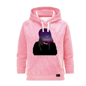 هودی زنانه مدل دختر فضایی کد J24 رنگ صورتی