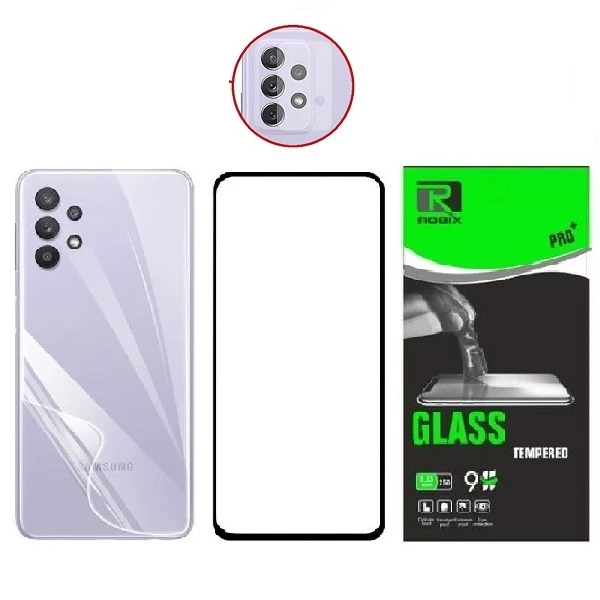 محافظ صفحه نمایش روبیکس مدل FL-A72 مناسب برای گوشی موبایل سامسونگ Galaxy A72 به همراه محافظ لنز دوربین ومحافظ پشت گوشی