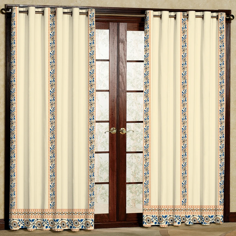  پرده بارمان دکور طرح گل مدل مخمل پانچی کد 5616 W سایز 140x280 سانتی متر