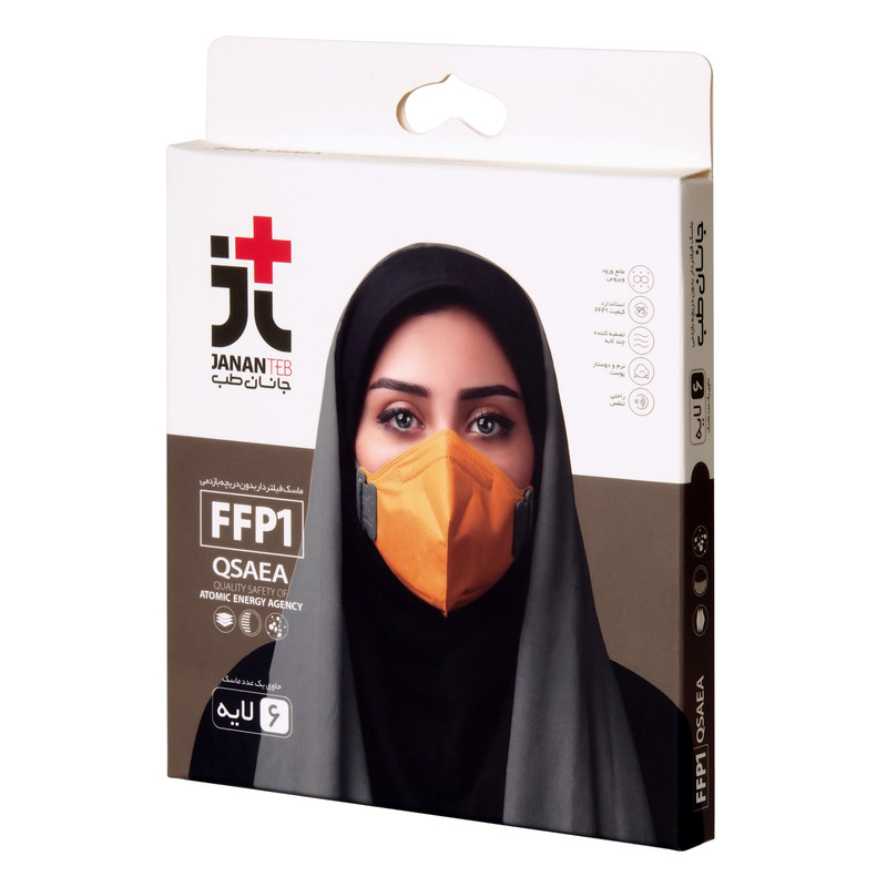ماسک تنفسی جانان طب مدل ماسک FFP1 بزرگسال فیلتردار بدون دریچه بازدمی 6 لایه