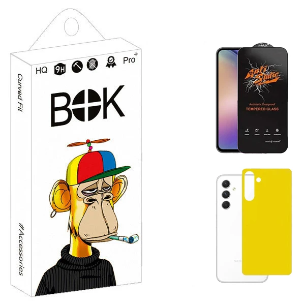 محافظ صفحه نمایش بوک مدل Antistatic Guard مناسب برای گوشی موبایل سامسونگ Galaxy a54 به همراه محافظ پشت گوشی