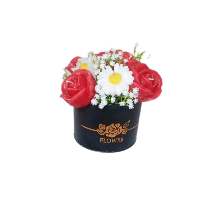 شمع دست ساز مدل شمع باکس گل رز