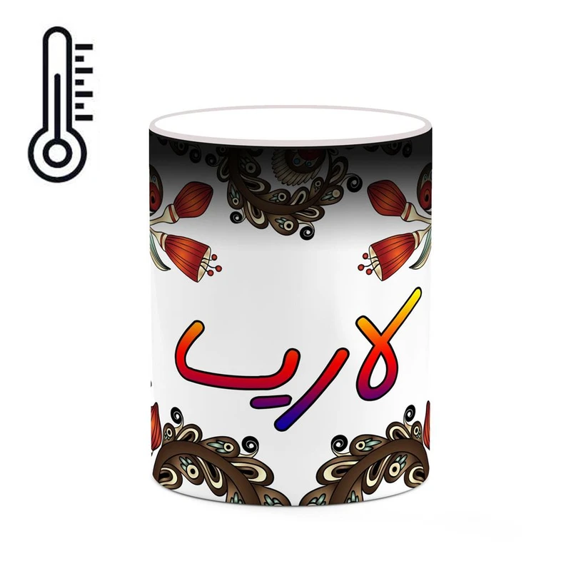ماگ حرارتی کاکتی مدل اسم لاریسا طرح سنتی گل و بته کد mgh46880