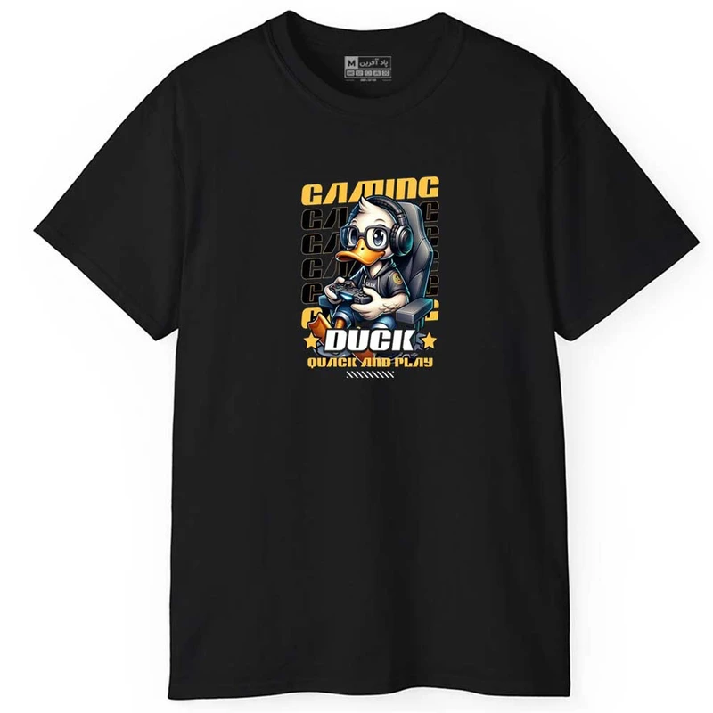 تی شرت آستین کوتاه مردانه پاد آفرین مدل اسپرت طرح اردک گیمر کد 0827