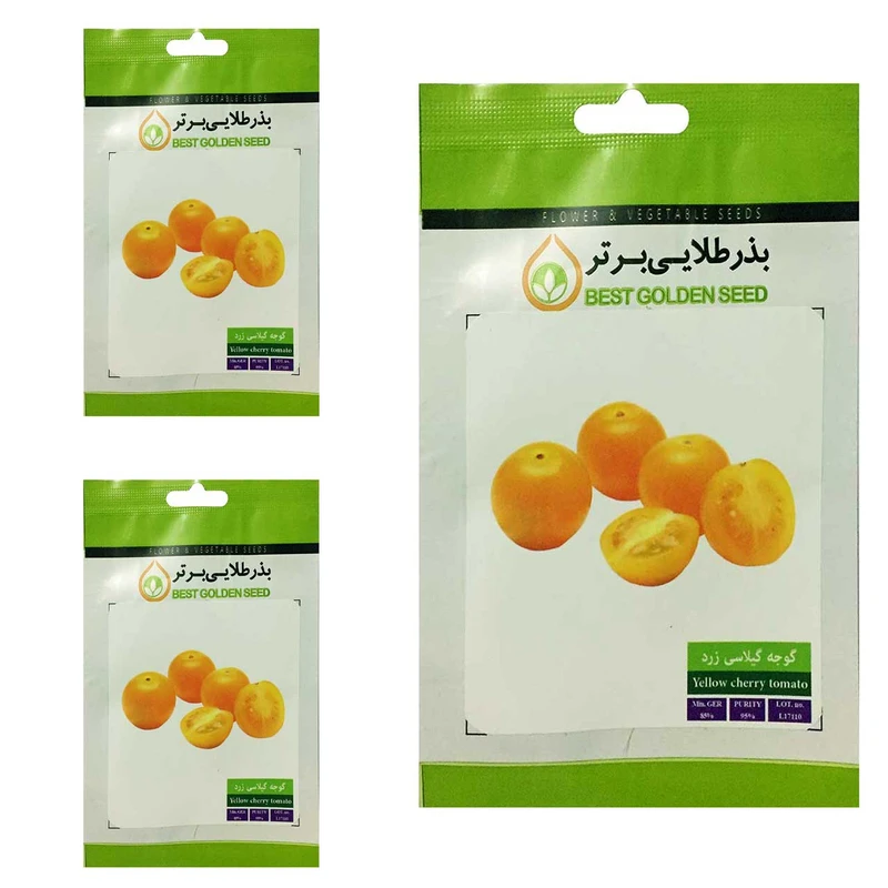 بذر گوجه گیلاسی زرد بذر طلایی برتر کد BTB-78 مجموعه 3 عددی