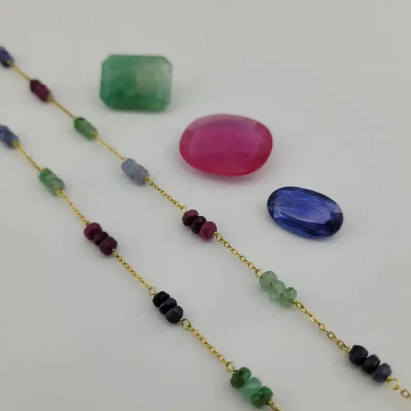 نیم ست زنانه مدل سنگ یاقوت و زمرد جواهری  کد 7009