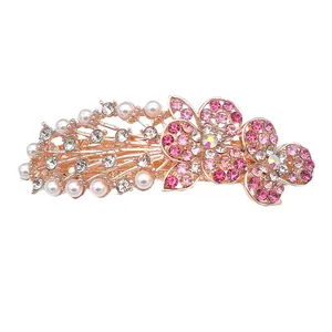 گیره مو زنانه مدل فرانسوی گل و مروارید کد brg 0955