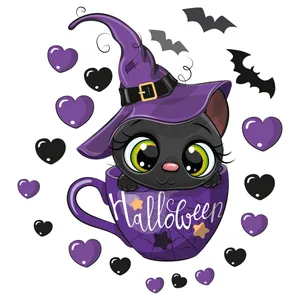 استیکر دیواری کودک تُکتم مدل گربه کد05 مجموعه 19 عددی