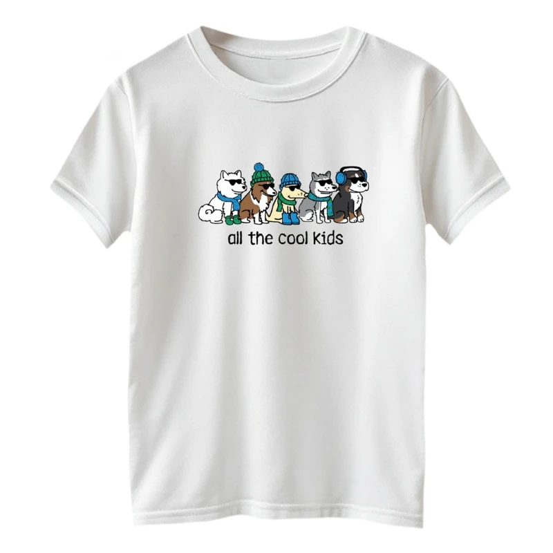 تی شرت آستین کوتاه بچگانه مدل سگ های کلاهدار