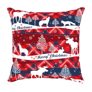 کاور کوسن مدل مخمل طرح کریسمس کد 4005