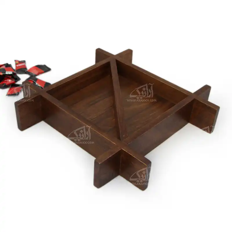 شکلات خوری چوبی‏‏ ساده‏ ‏‏رنگ ‏قهوه ای‏ طرح ‏دو تکه‏ مدل 1001500009