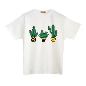 تی شرت آستین کوتاه زنانه مدل کاکتوس رنگ سفید