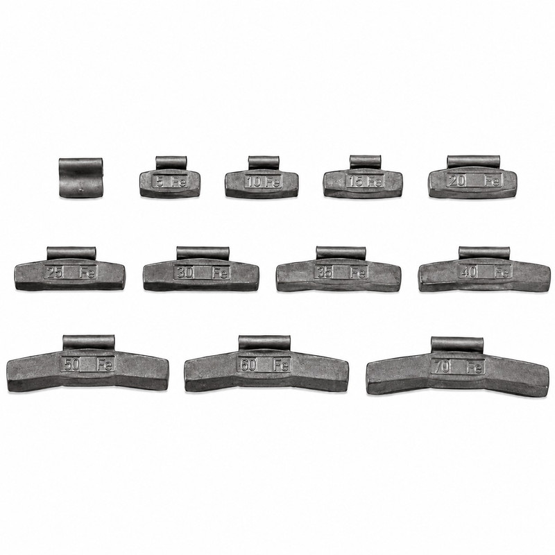 وزنه بالانس فولادی (گیره ای) چرخ خودرو مدل 4018 مناسب برای خودروهای سواری بسته 5 کیلوگرمی شامل وزنه های 5 تا 40 گرمی