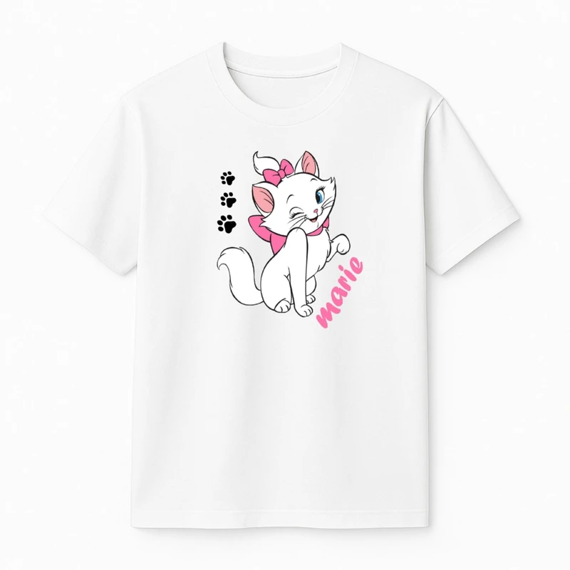 تی‌شرت آستین کوتاه دخترانه مدل گربه اشرافی کد v1 