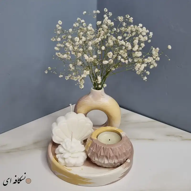 ست 5 تکه جاشمعی مدل گلدان طرح دونات کد C05