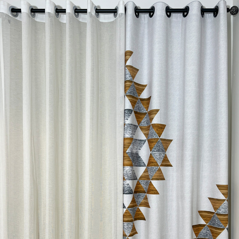 پرده مدل پانچ کتان طرح مدرن سایز 140x280 سانتیمتر