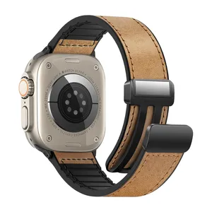   Masir Magnetic Leather Buckle Strap suitable for Apple Watch Series 1/2/3/4/5/6/7/8/9/SE/ULTRA/ULTRA 2 42/44/45/49mm