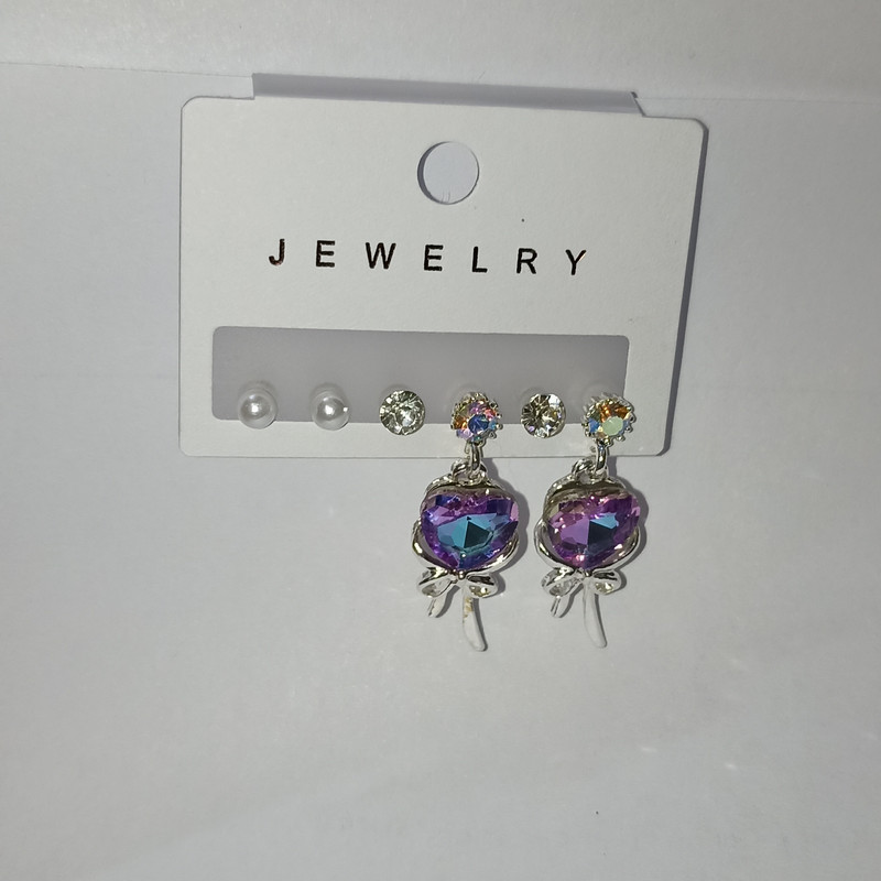 گوشواره میخی زنانه مدل nv80 بسته سه عددی