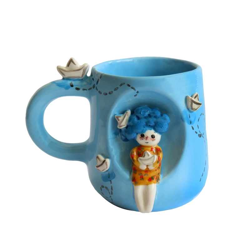 ماگ سرامیکی  طرح دختر دریا کد 1198