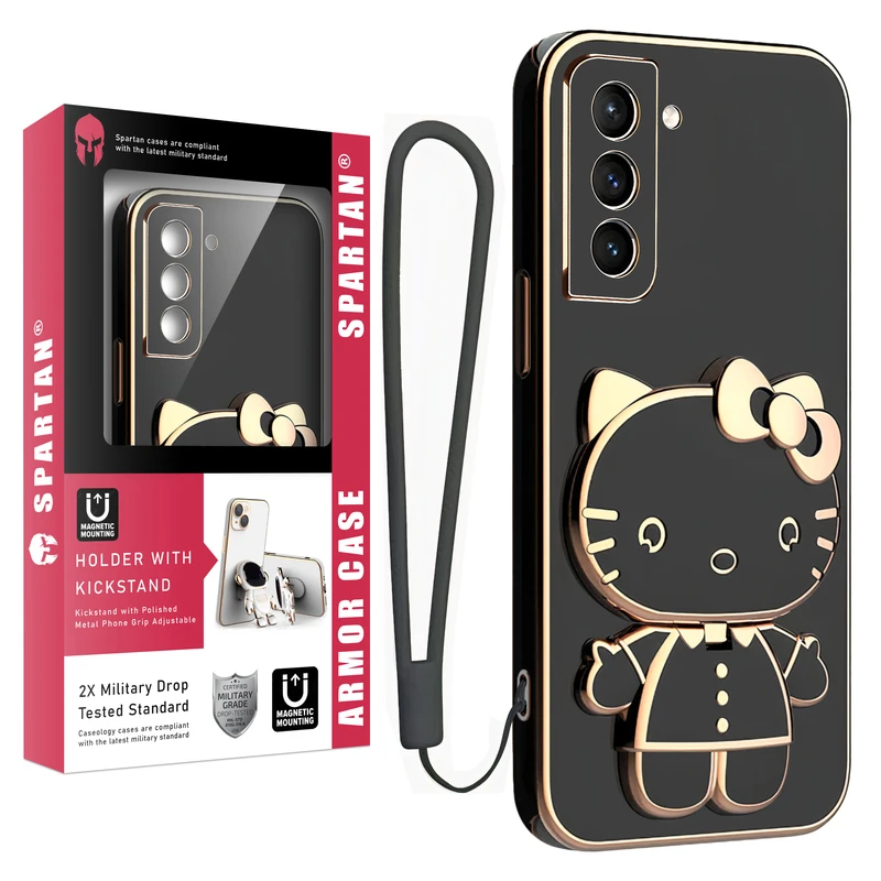 کاور اسپارتان مدل Kitty مناسب برای گوشی موبایل سامسونگ Galaxy S21 FE به همراه بند نگهدارنده