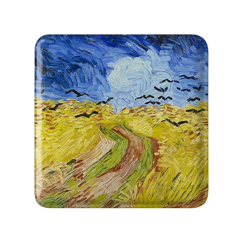مگنت خندالو طرح مزرعه گندم با کلاغ ها ونسان ونگوگ (Van Gogh) مدل مربعی کد 36802
