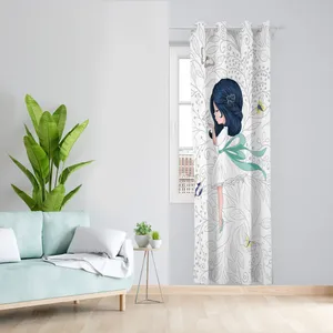 پرده مدل دختر و پروانه مخمل پانچی کد 4046 سایز 140x280 سانتی متر