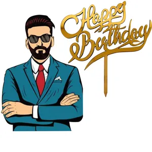  تاپر تزیین کیک مدل مردانه کدm5 مجموعه 2 عددی