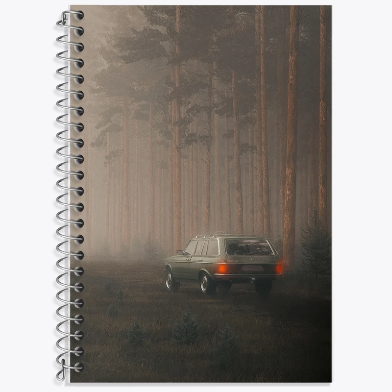 دفتر زبان 50 برگ خندالو مدل دو خط طرح جنگل و ماشین کد F24