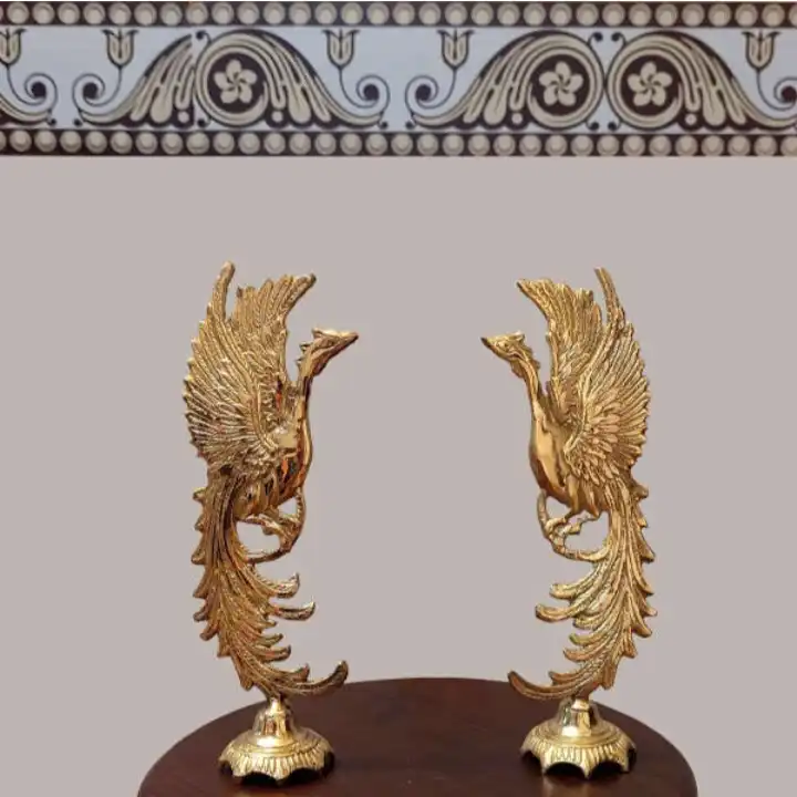 مجسمه برنجی طرح طاووس مجموعه 2 عددی