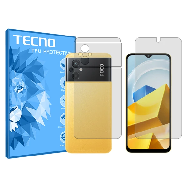 محافظ صفحه نمایش شفاف تکنو مدل Hygel مناسب برای گوشی موبایل شیائومی Poco M5 به همراه محافظ پشت گوشی