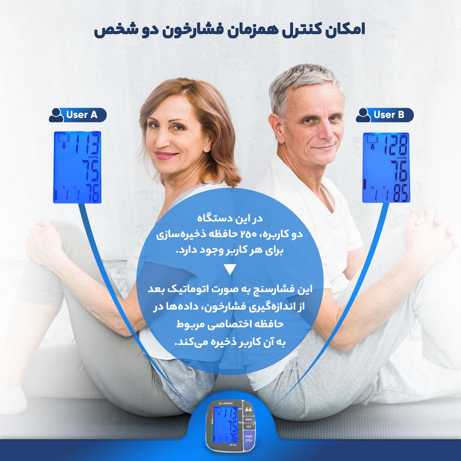 فشارسنج دیجیتال گلامور مدل TMB-1112NEW -  - 3