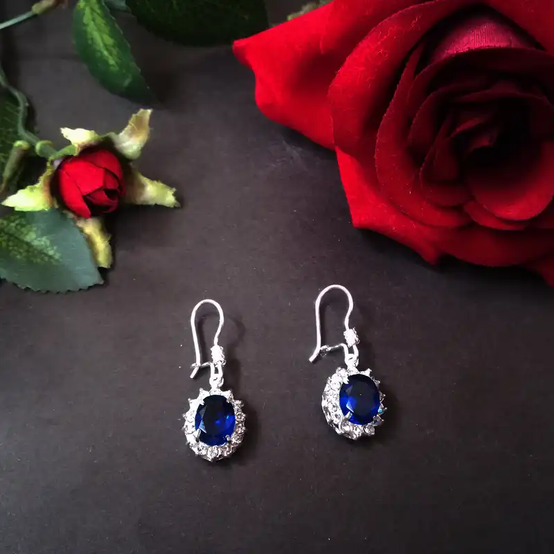 نیم ست نقره زنانه سلین کالا مدل یاقوت کبود ce-yagh-ab1