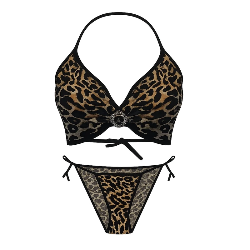 ست شورت و سوتین زنانه مدل پلنگی