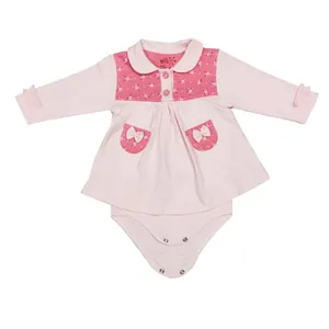 پیراهن نوزادی  دخترانه نیلی مدل two pockets