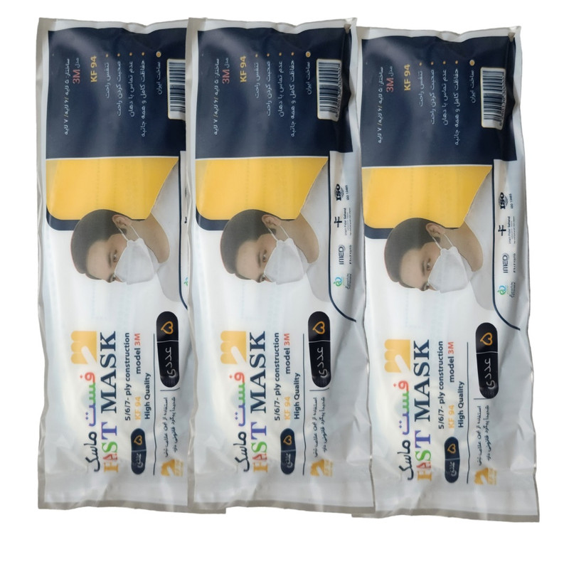 ماسک تنفسی فست مدل سه بعدی شش لایه نانو کد رنگارنگ روشن بسته 30 عددی