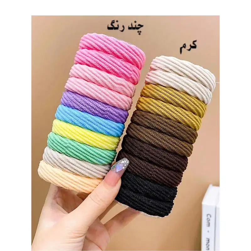 کش مو زنانه مدل حوله ای مات پاستلی سوپر کشسان کد ngr318 بسته 10 عددی